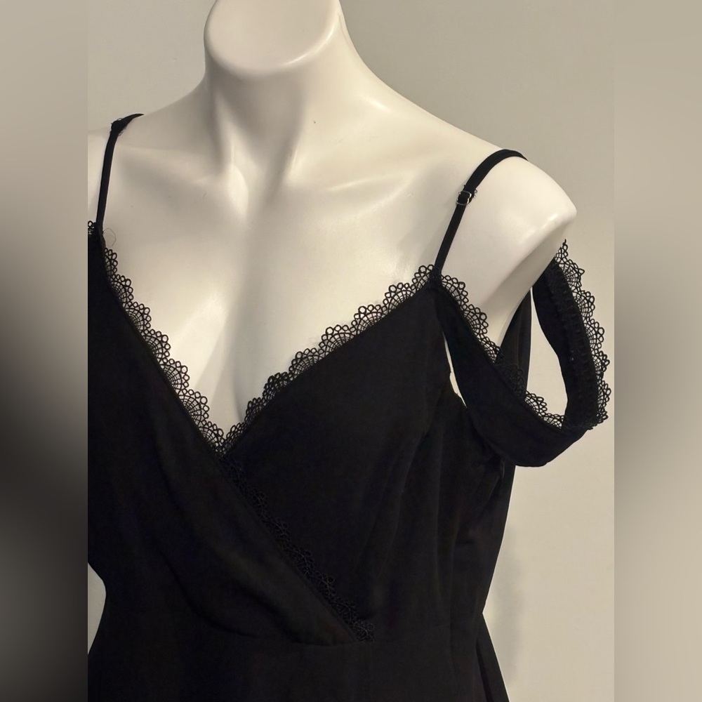Lulu's Black Lace-Trimmed Off-Shoulder Mini Dress - Picture 3 of 8